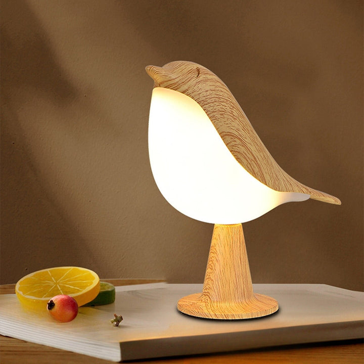 Table Lamp Bird Shape Wood Effect LED | Kalsten