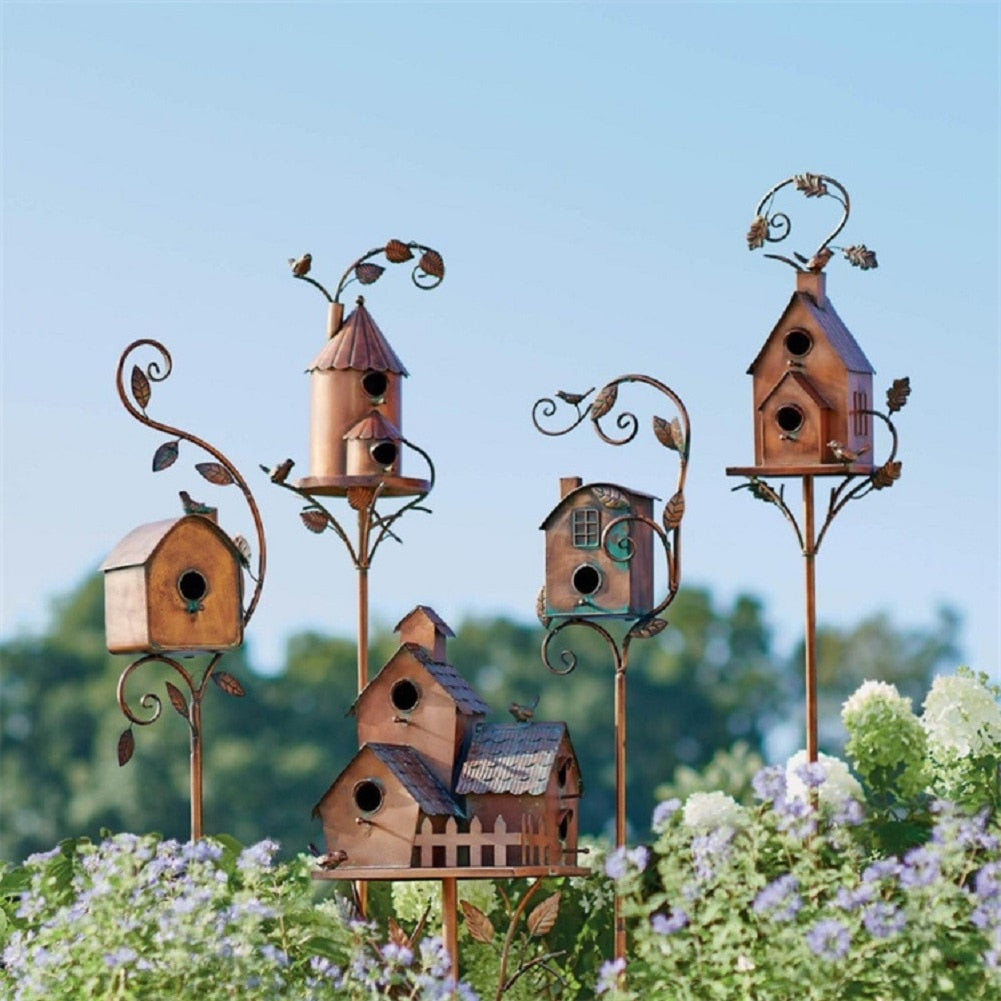 Kalsten | Metal Art Birdhouse on Garden Stake