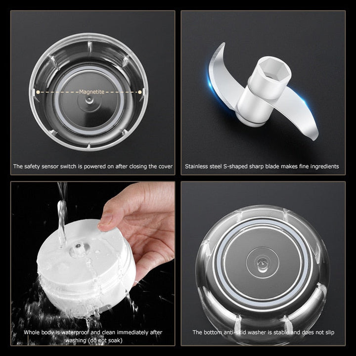 Kalsten | ZerkliX Electric Mini Chopper | Compact & Rechargeable | BPA-free & Stainless Steel Blades | 150 ml