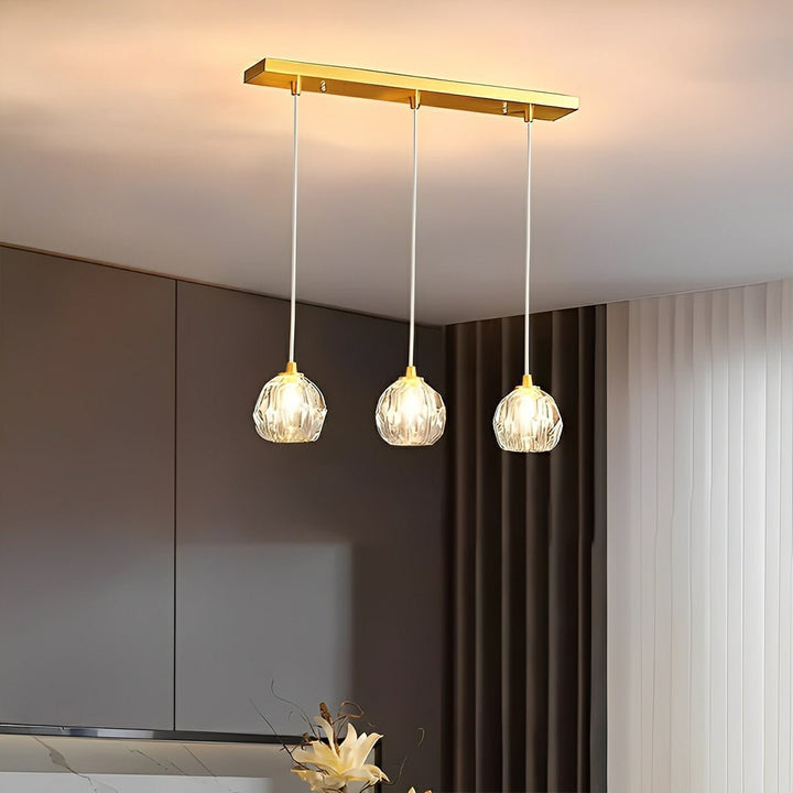 Pendant Light Brass Crystal 5W Adjustable 78 in Gold Living Room Dining Area Ceiling Lamp | Kalsten