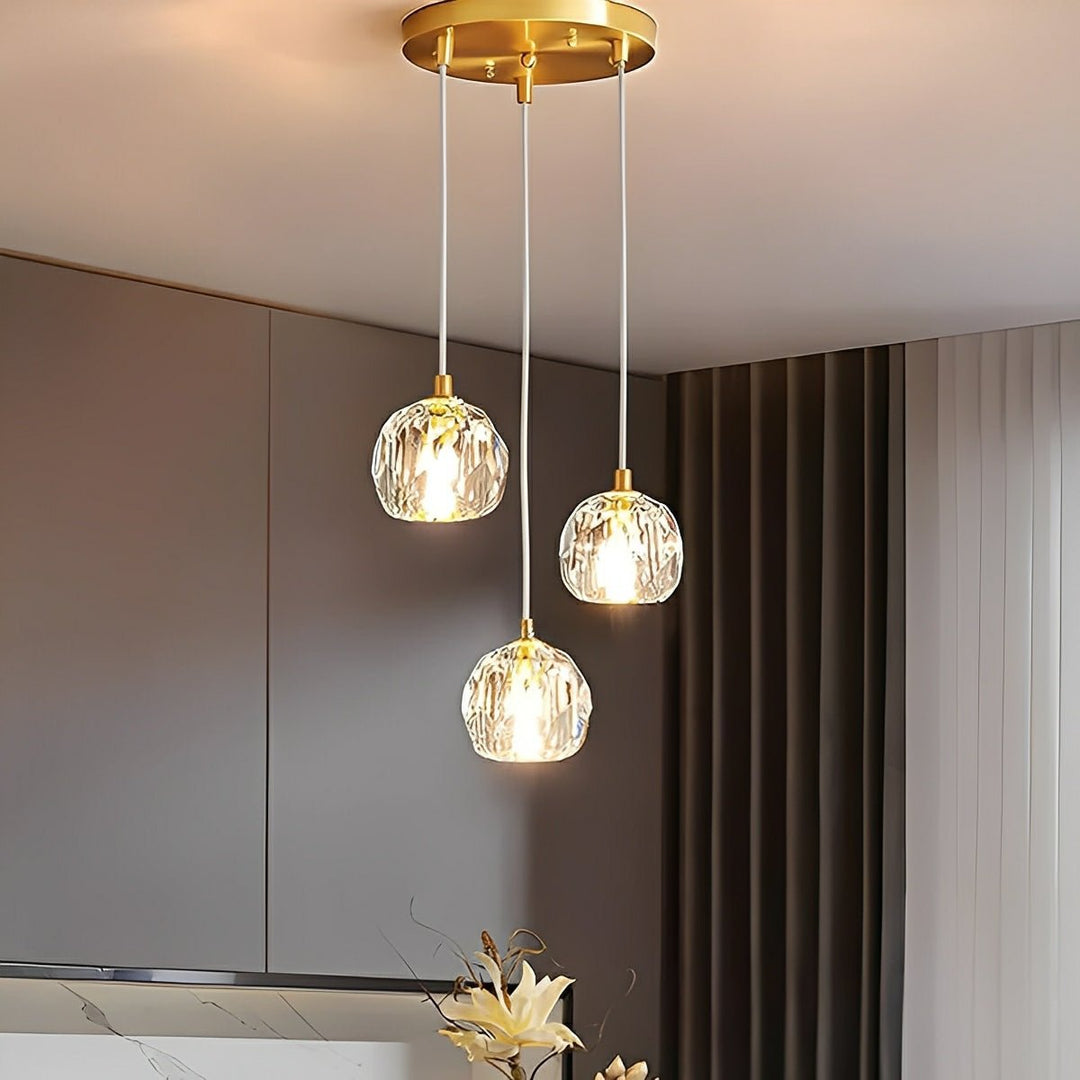 Pendant Light Brass Crystal 5W Adjustable 78 in Gold Living Room Dining Area Ceiling Lamp | Kalsten