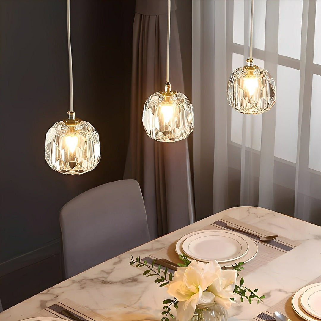Pendant Light Brass Crystal 5W Adjustable 78 in Gold Living Room Dining Area Ceiling Lamp | Kalsten