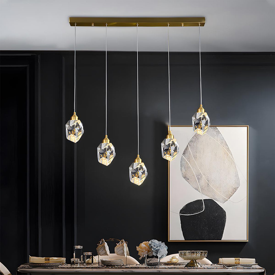 Pendant Light Brass Crystal 5W Adjustable 78 in Gold Living Room Dining Area Ceiling Lamp | Kalsten