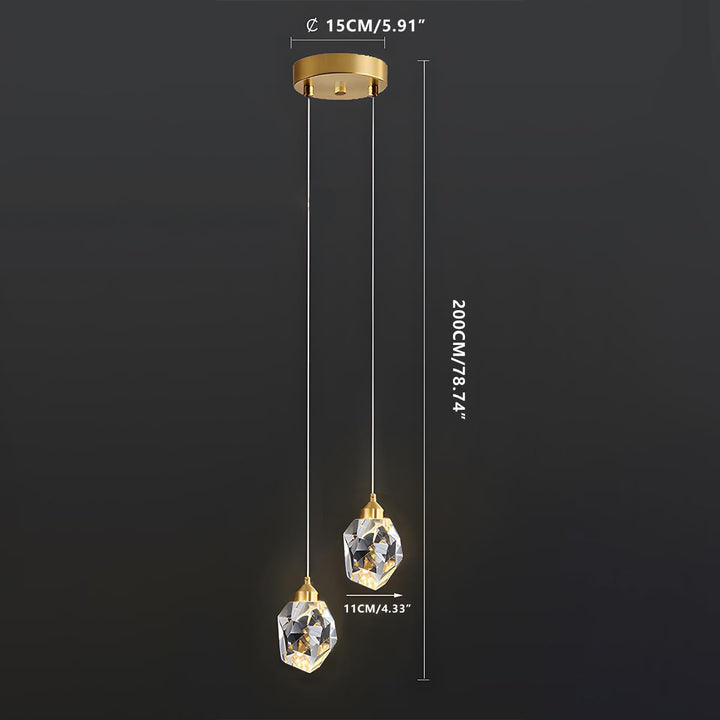 Pendant Light Brass Crystal 5W Adjustable 78 in Gold Living Room Dining Area Ceiling Lamp | Kalsten
