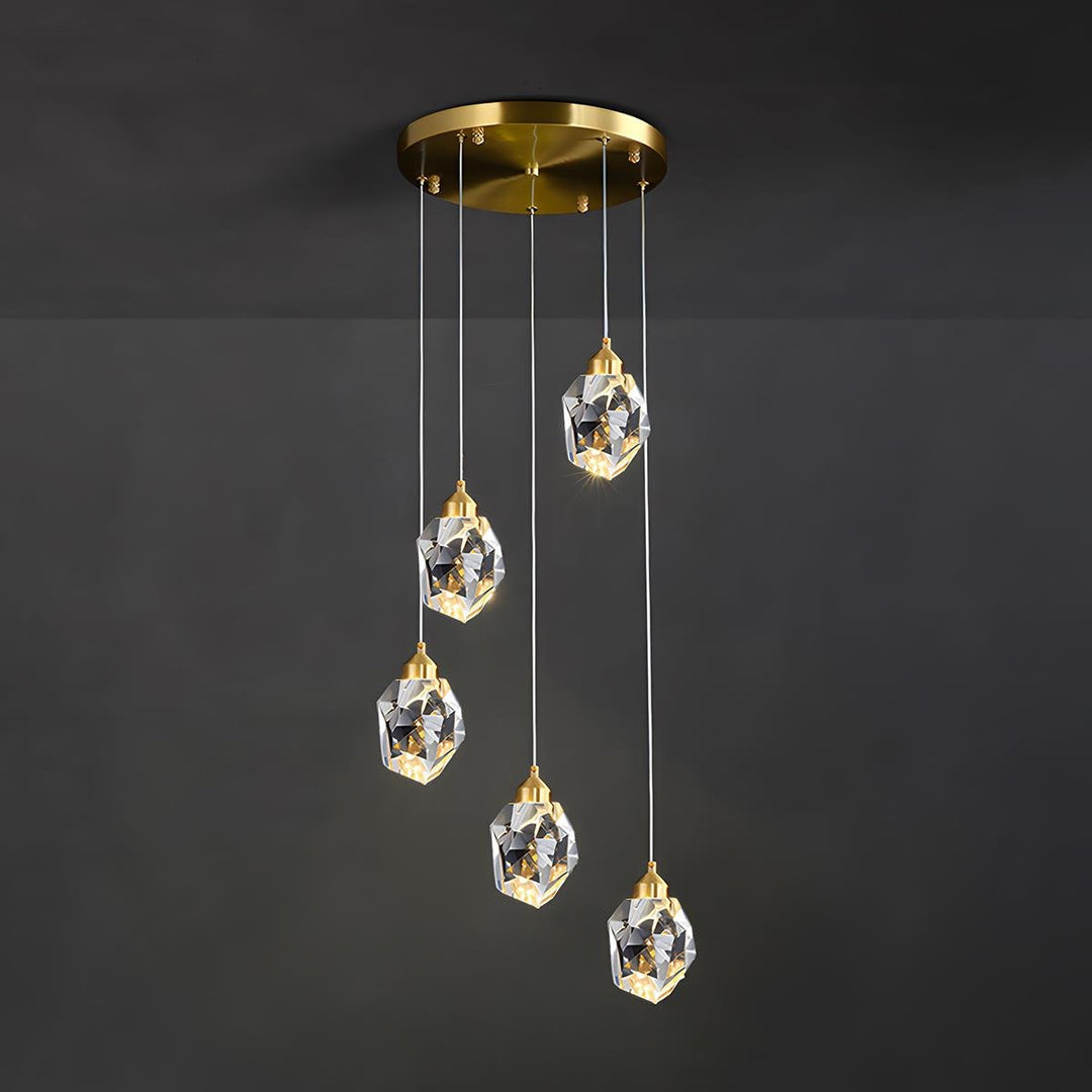 Pendant Light Brass Crystal 5W Adjustable 78 in Gold Living Room Dining Area Ceiling Lamp | Kalsten