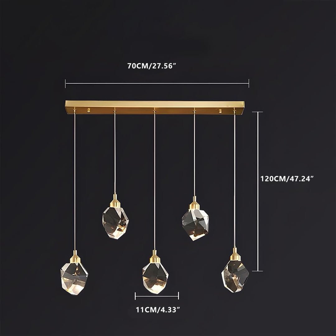 Pendant Light Brass Crystal 5W Adjustable 78 in Gold Living Room Dining Area Ceiling Lamp | Kalsten