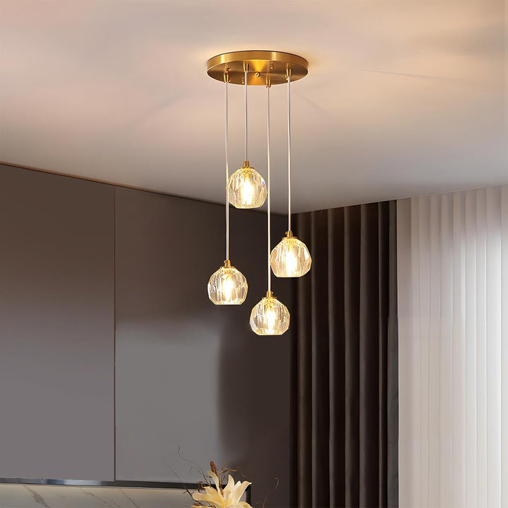Pendant Light Brass Crystal 5W Adjustable 78 in Gold Living Room Dining Area Ceiling Lamp | Kalsten
