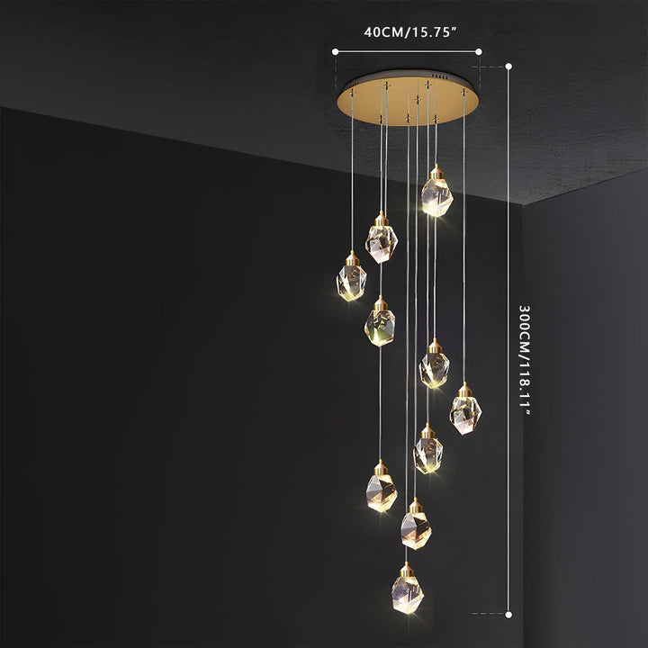 Pendant Light Brass Crystal 5W Adjustable 78 in Gold Living Room Dining Area Ceiling Lamp | Kalsten