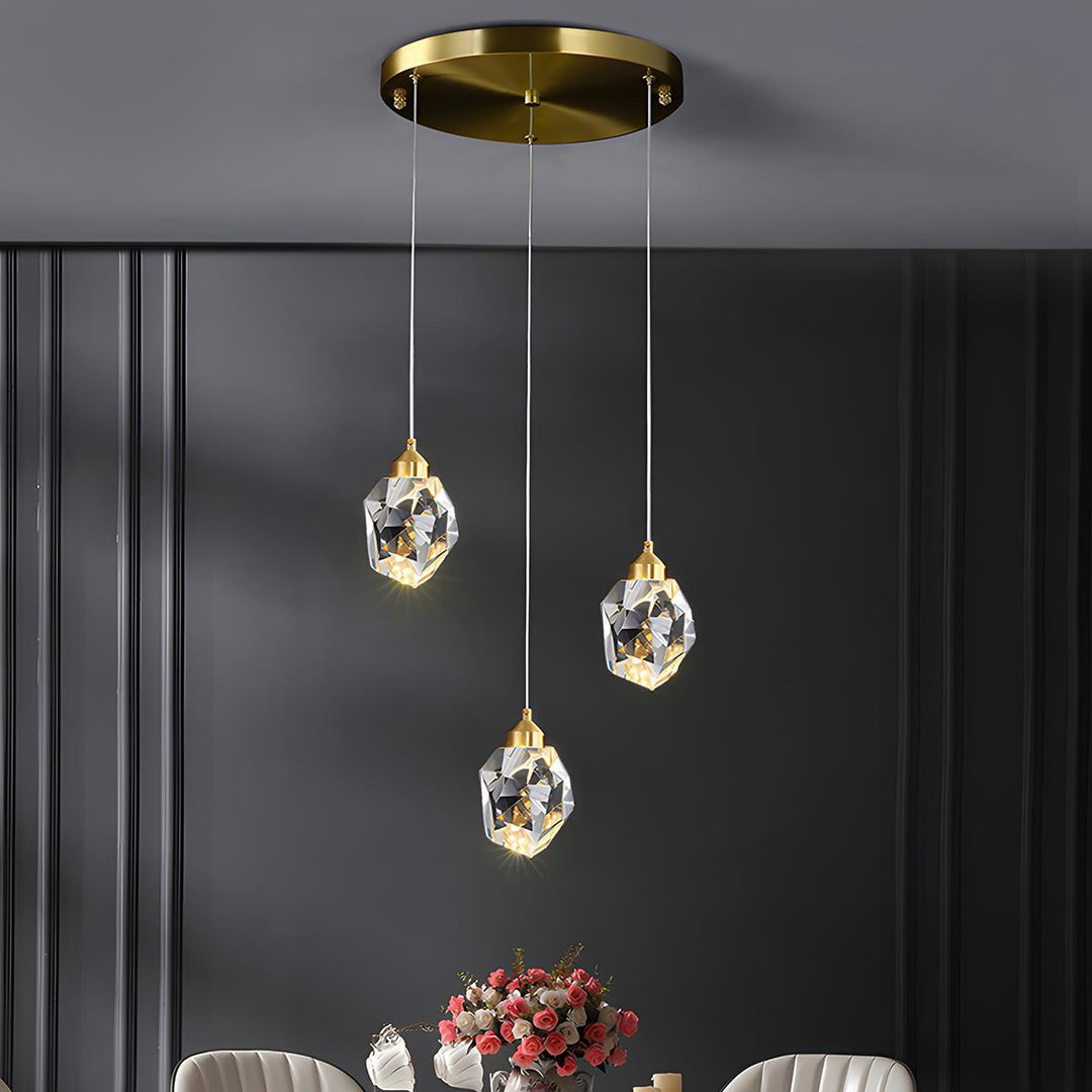 Pendant Light Brass Crystal 5W Adjustable 78 in Gold Living Room Dining Area Ceiling Lamp | Kalsten