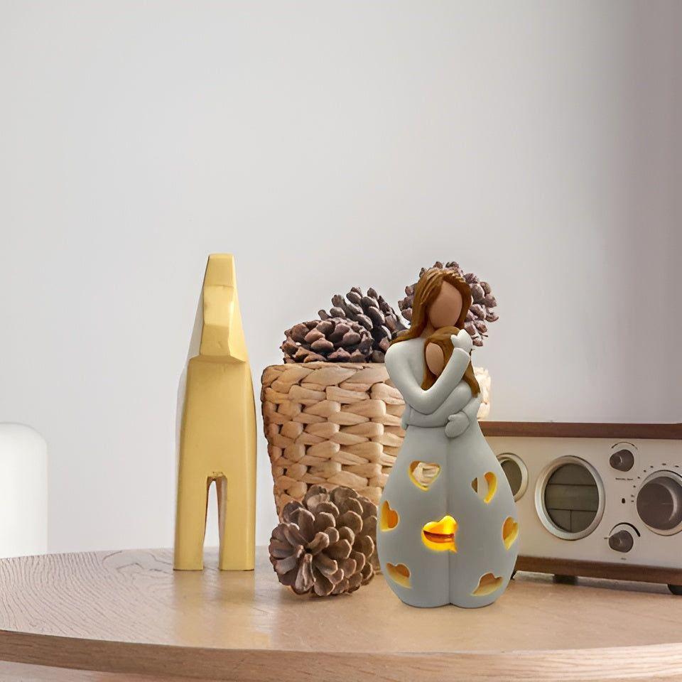 Embrace Glow - Embracing Mother Daughter Statue Flickering Candle Holder | Kalsten