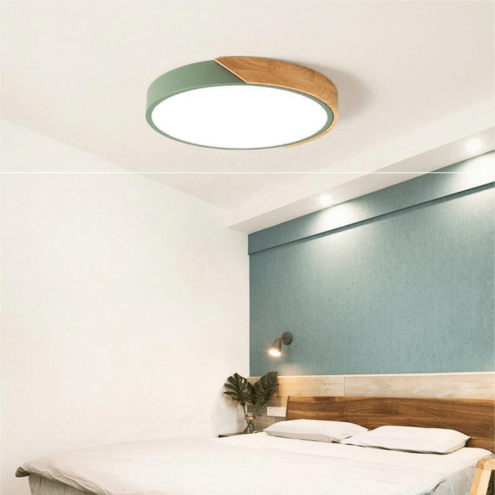 Nordic Wooden LED Ceiling Light (23–30cm)