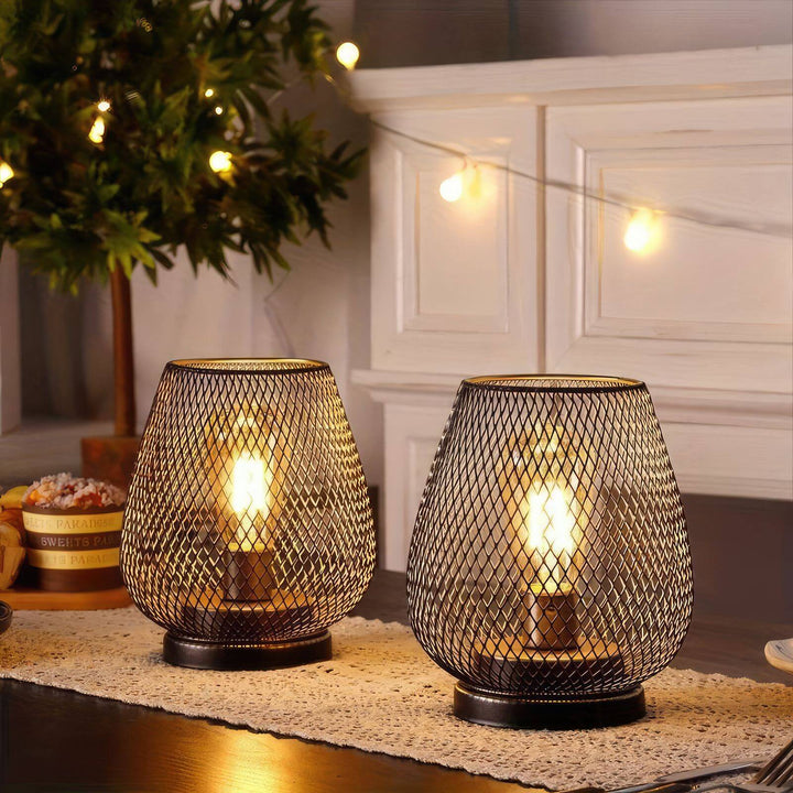 RusticMesh Table Lamp Set – Industrial Style and Atmospheric Lighting | Kalsten