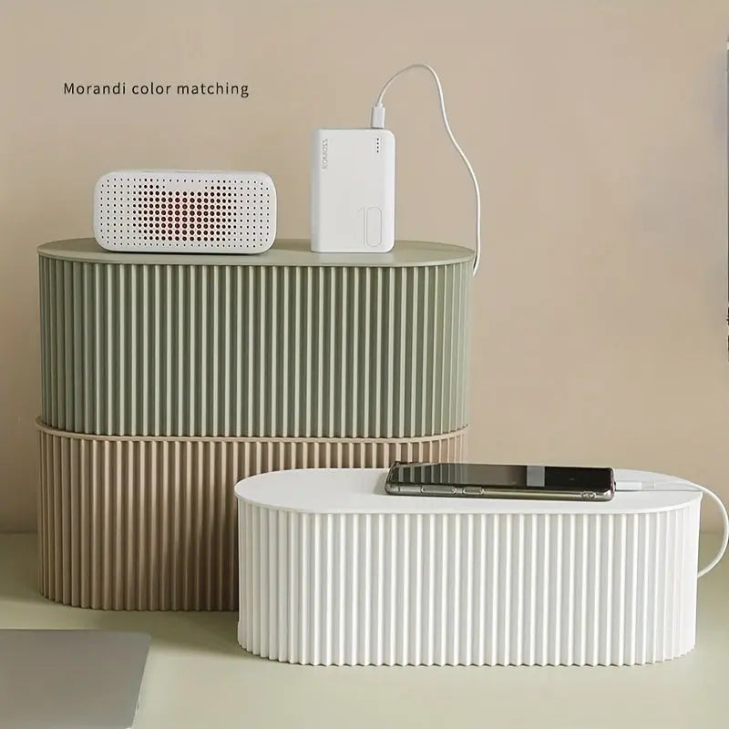 Kalsten | Ordoca Cable Box Desk Organizer | Cable Management & Storage | White | 30x11x13 cm