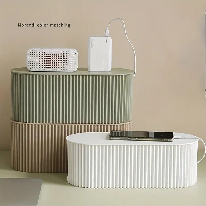 Kalsten | Ordoca Cable Box Desk Organizer | Cable Management & Storage | White | 30x11x13 cm