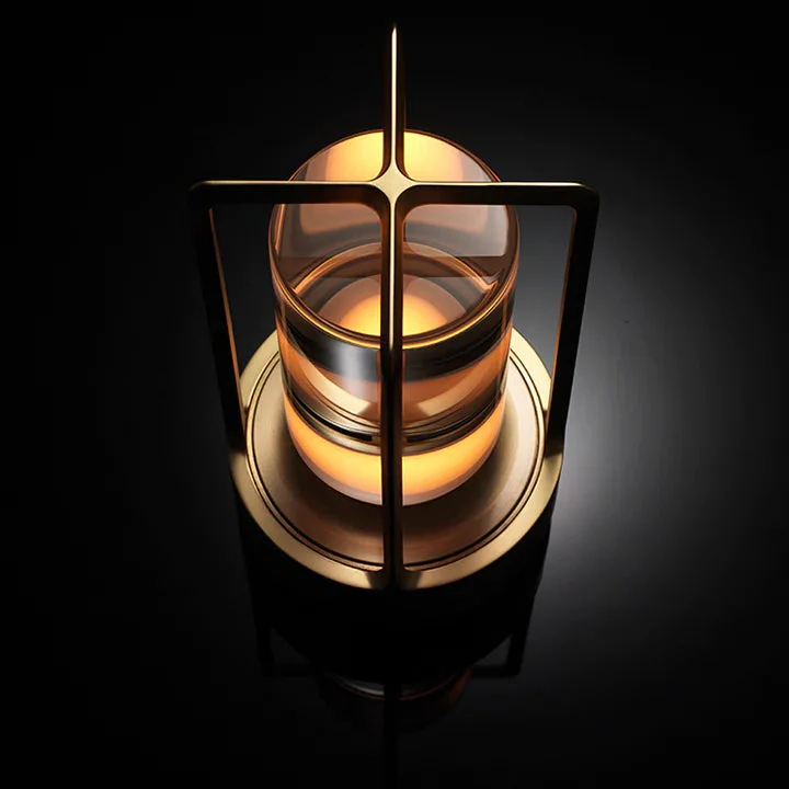 Ambient Lantern Cordless Rechargeable Small Night Table Lamp Gold | Kalsten