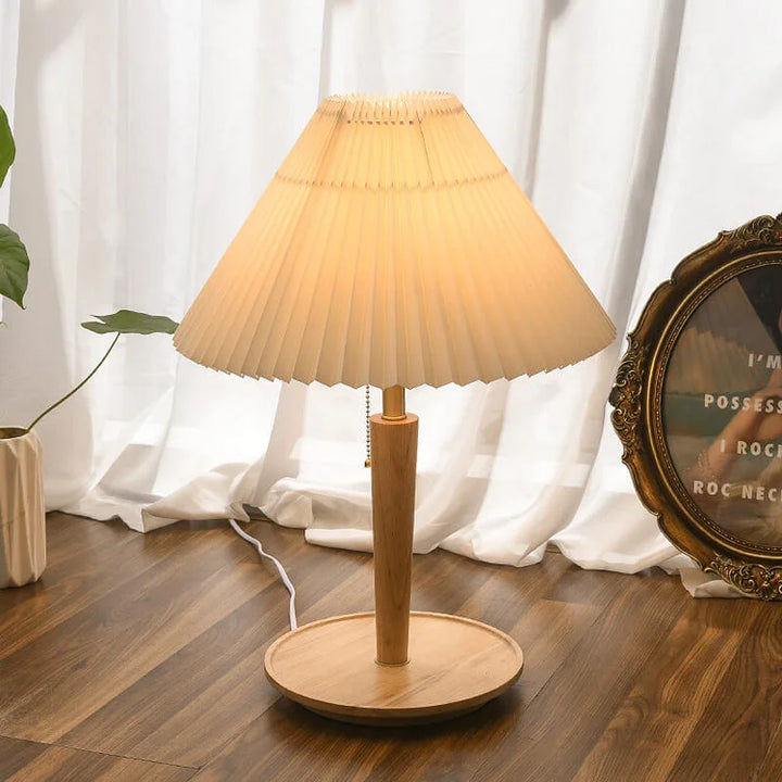 Elegant Vintage Woodly Table Lamp - Table Lamp with Pleated Design Kalsten