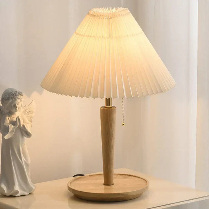 Elegant Vintage Woodly Table Lamp - Table Lamp with Pleated Design Kalsten