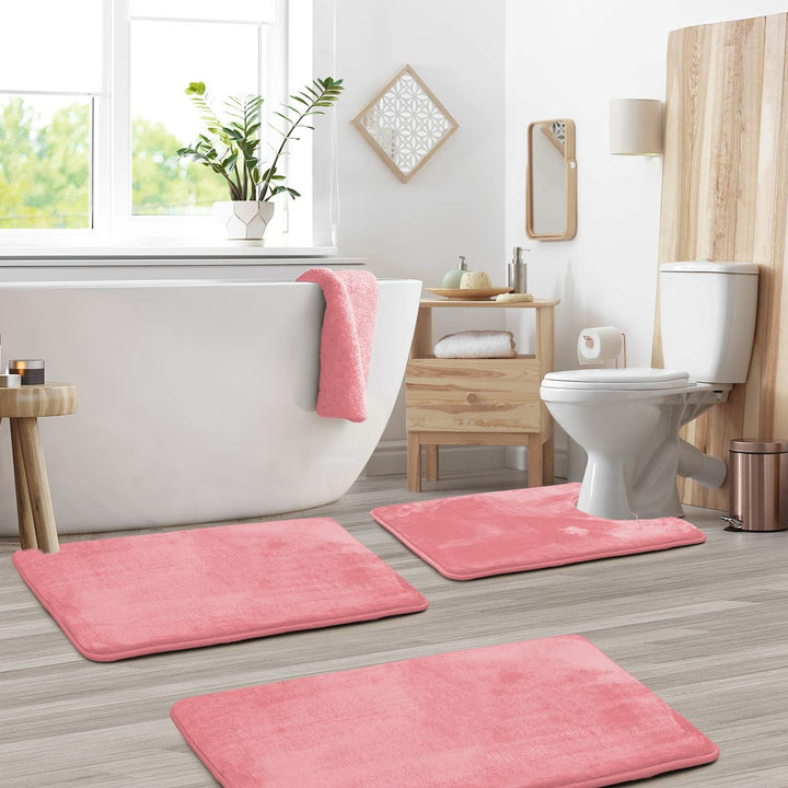 Kalsten | VelvaLuxe 3-piece Memoryfoam Bath Mat Set – Non-slip, Absorbent and Washable