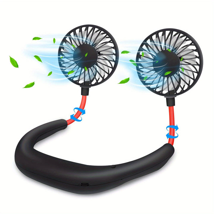 1pc USB Rechargeable Portable Neck Fan - Hands-Free Personal Wear Fan with 360° Adjustable 3-Speed Settings for Travel, Office, Home, and Outdoor Use | Kalsten
