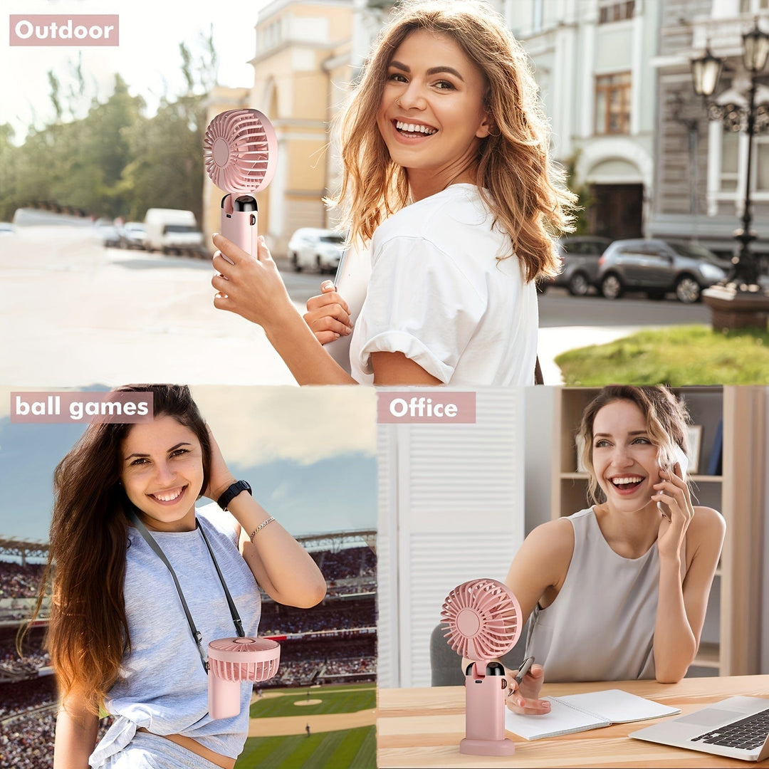 Portable Handheld Mini Fan USB Rechargeable with LED Display 5 Speeds 90° Foldable Battery Operated for Office Bedroom Outdoor Travel Camping Back to School Supplies | Kalsten