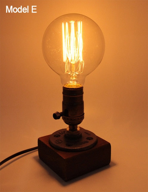Vintage Industrial Wooden Dimmable Table Lamp | Kalsten