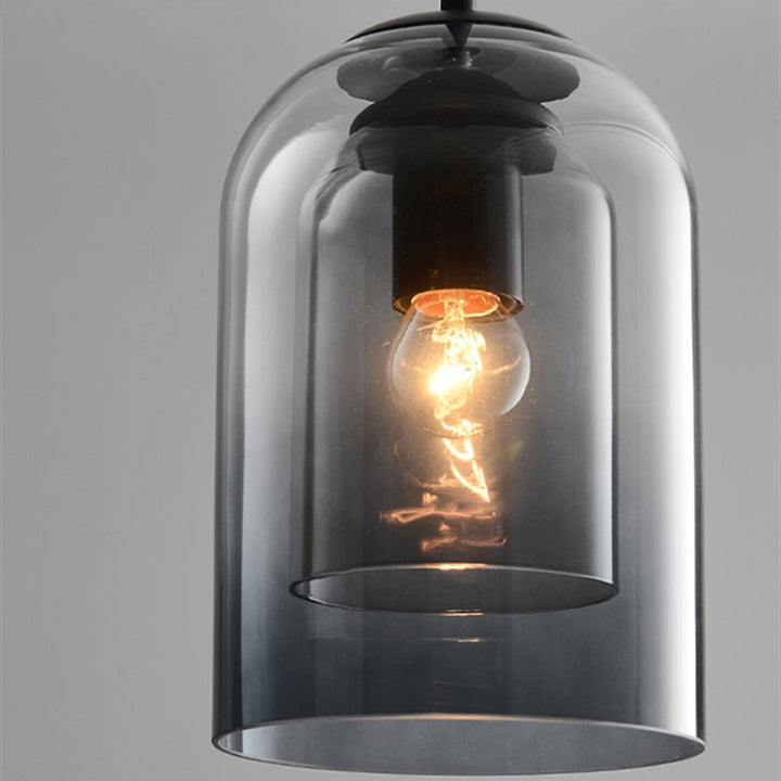 Kalsten | Mica Mid-Century Pendant Lamp – Double Glass Shade with Iron Fittings