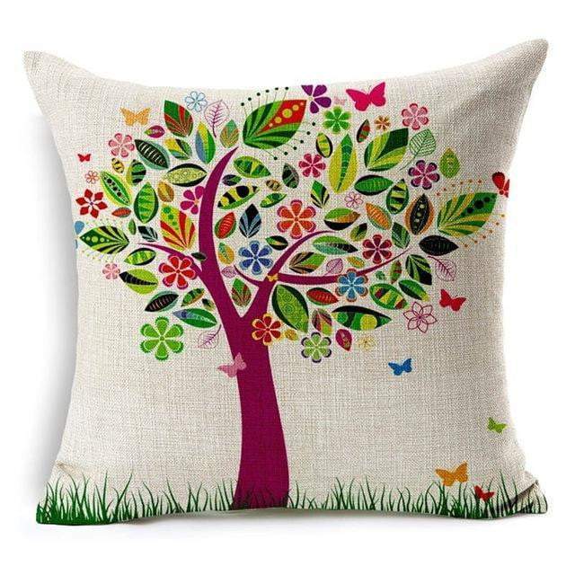 Kalsten | Floral Animal Tree of Life Bird Back Home Decorative Throw Pillow Cover
