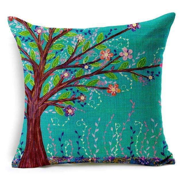 Kalsten | Floral Animal Tree of Life Bird Back Home Decorative Throw Pillow Cover