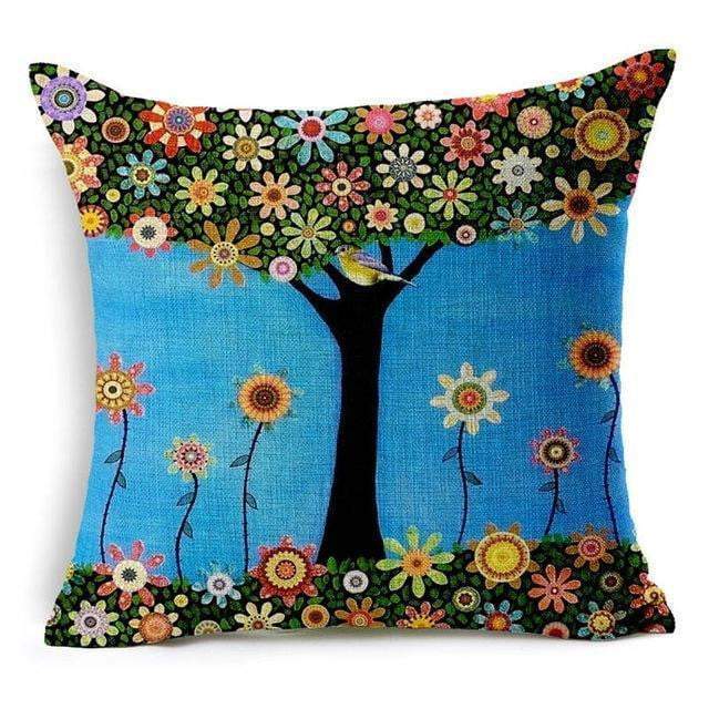 Kalsten | Floral Animal Tree of Life Bird Back Home Decorative Throw Pillow Cover