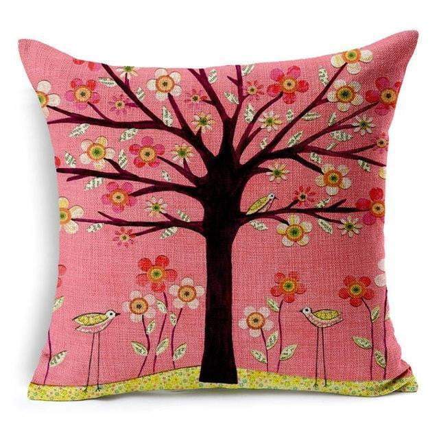 Kalsten | Floral Animal Tree of Life Bird Back Home Decorative Throw Pillow Cover