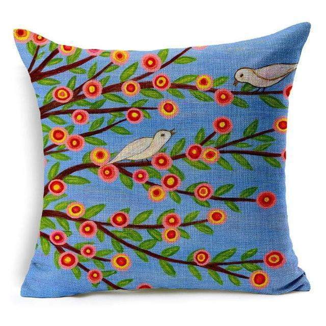 Kalsten | Floral Animal Tree of Life Bird Back Home Decorative Throw Pillow Cover