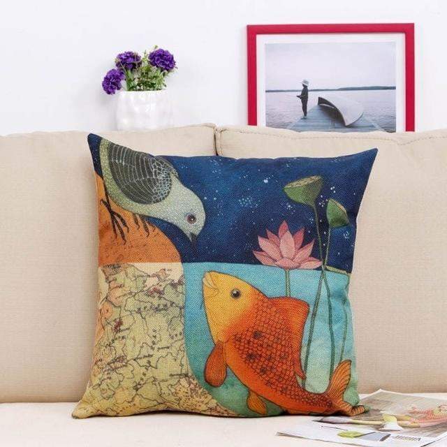 Kalsten | Floral Animal Tree of Life Bird Back Home Decorative Throw Pillow Cover