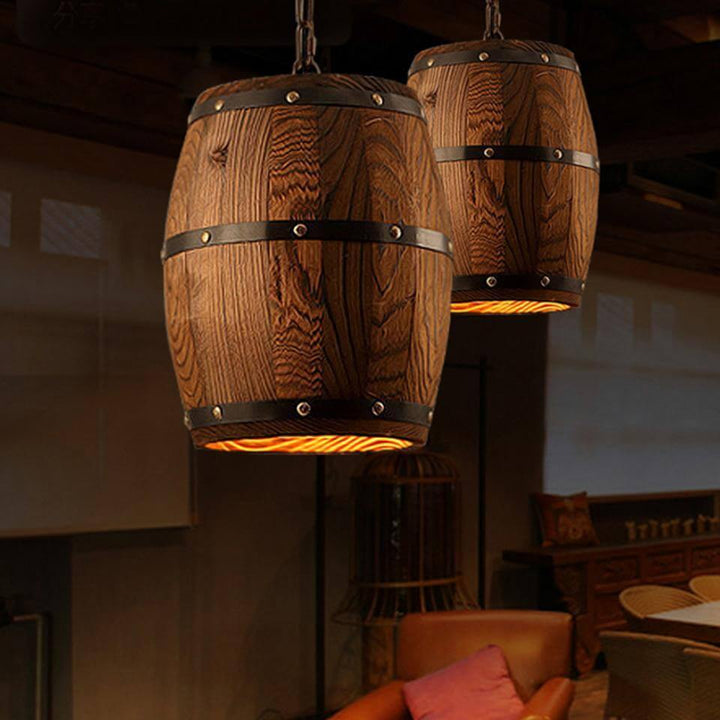 Stylish Designer's Wooden Barrel Art Pendant Lights Lamps | Kalsten