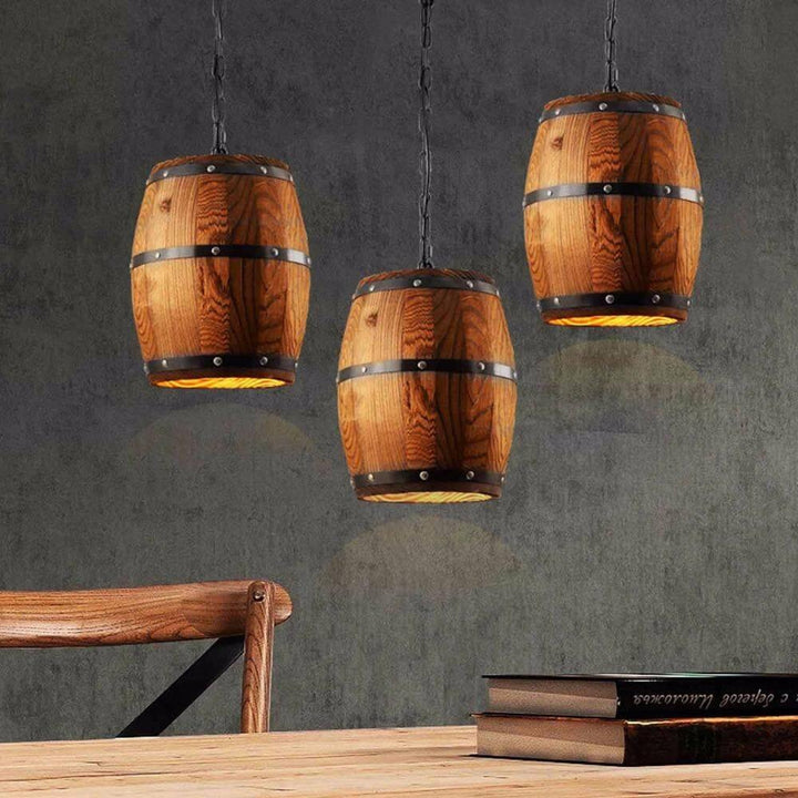 Stylish Designer's Wooden Barrel Art Pendant Lights Lamps | Kalsten