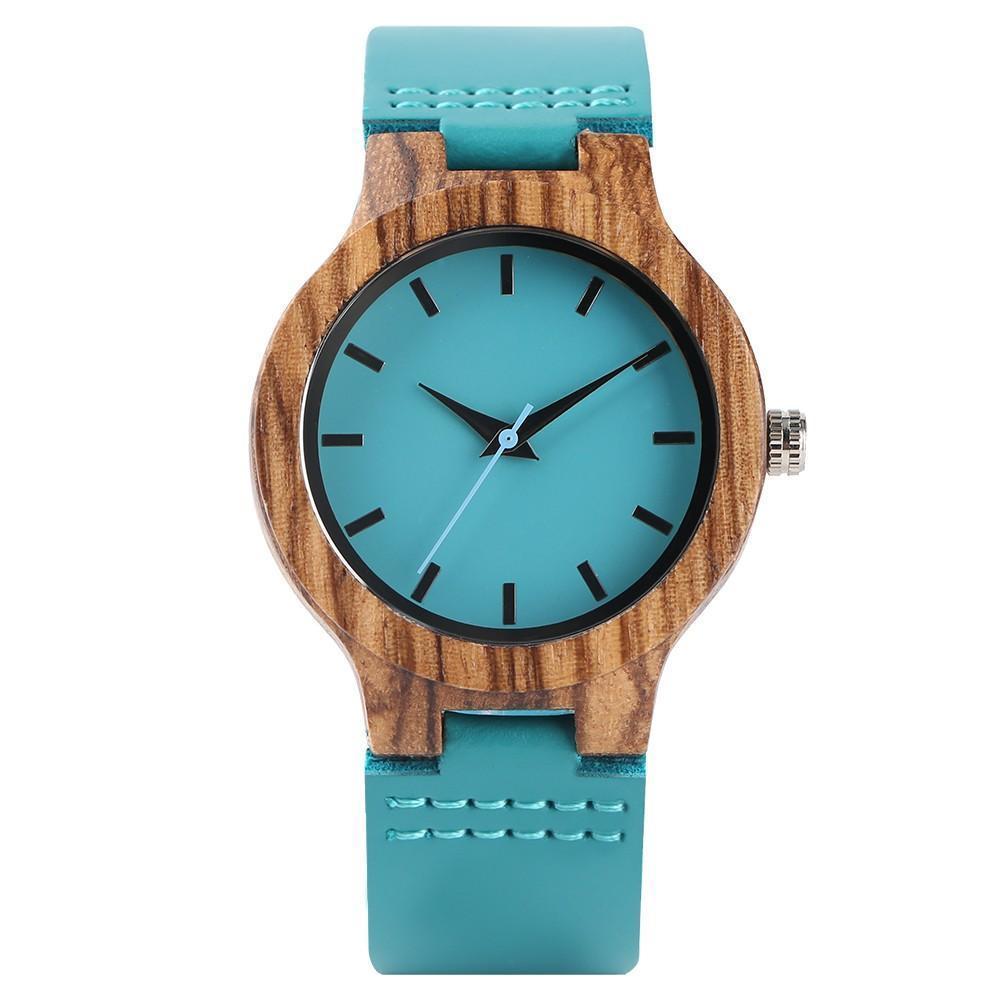 Kalsten | Women’s Bamboo Wooden Watch - Wristwatch Turquoise