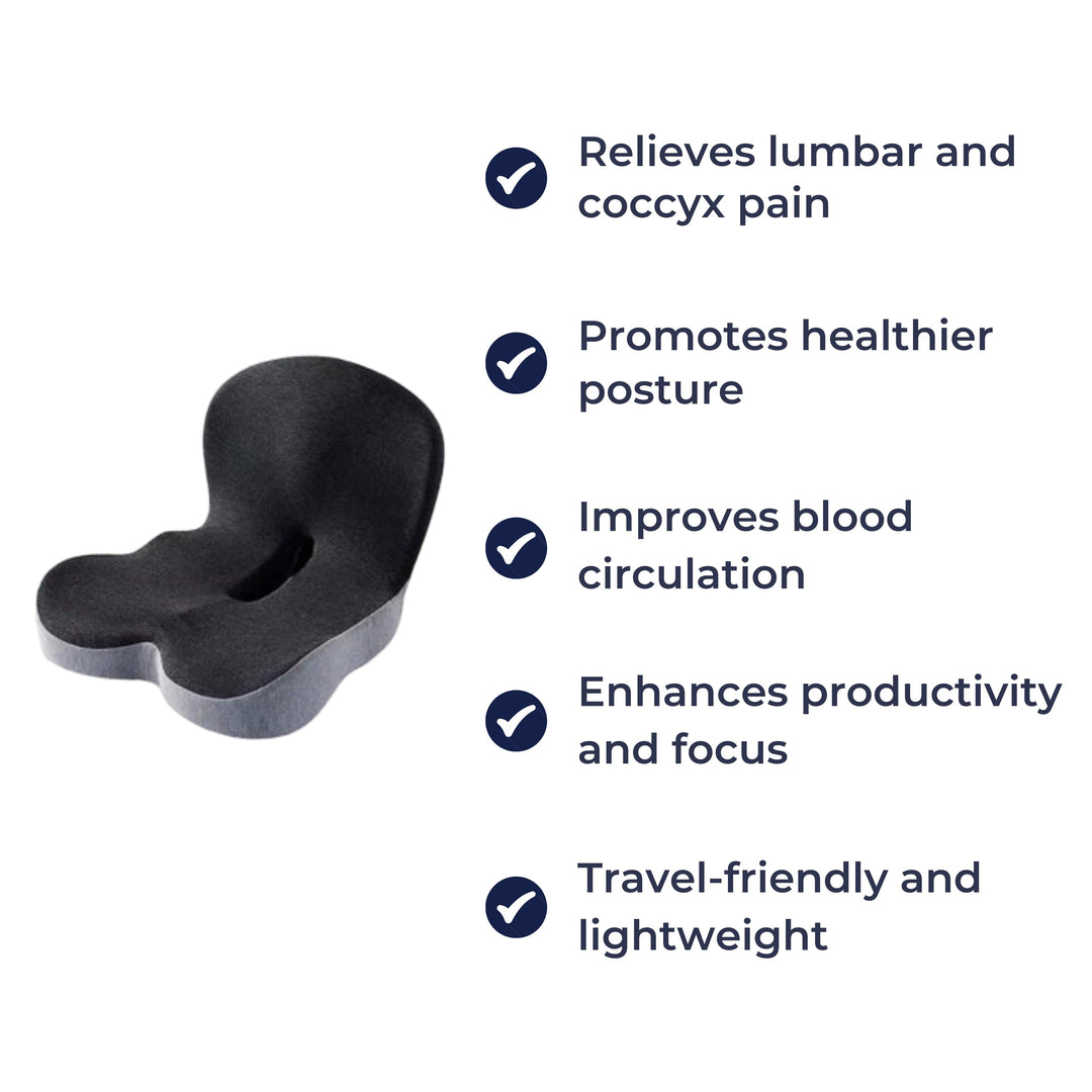 Lumbar & Coccyx Pain Relief – Memory Foam Non-Slip Support – Office Car Home Use Kalsten
