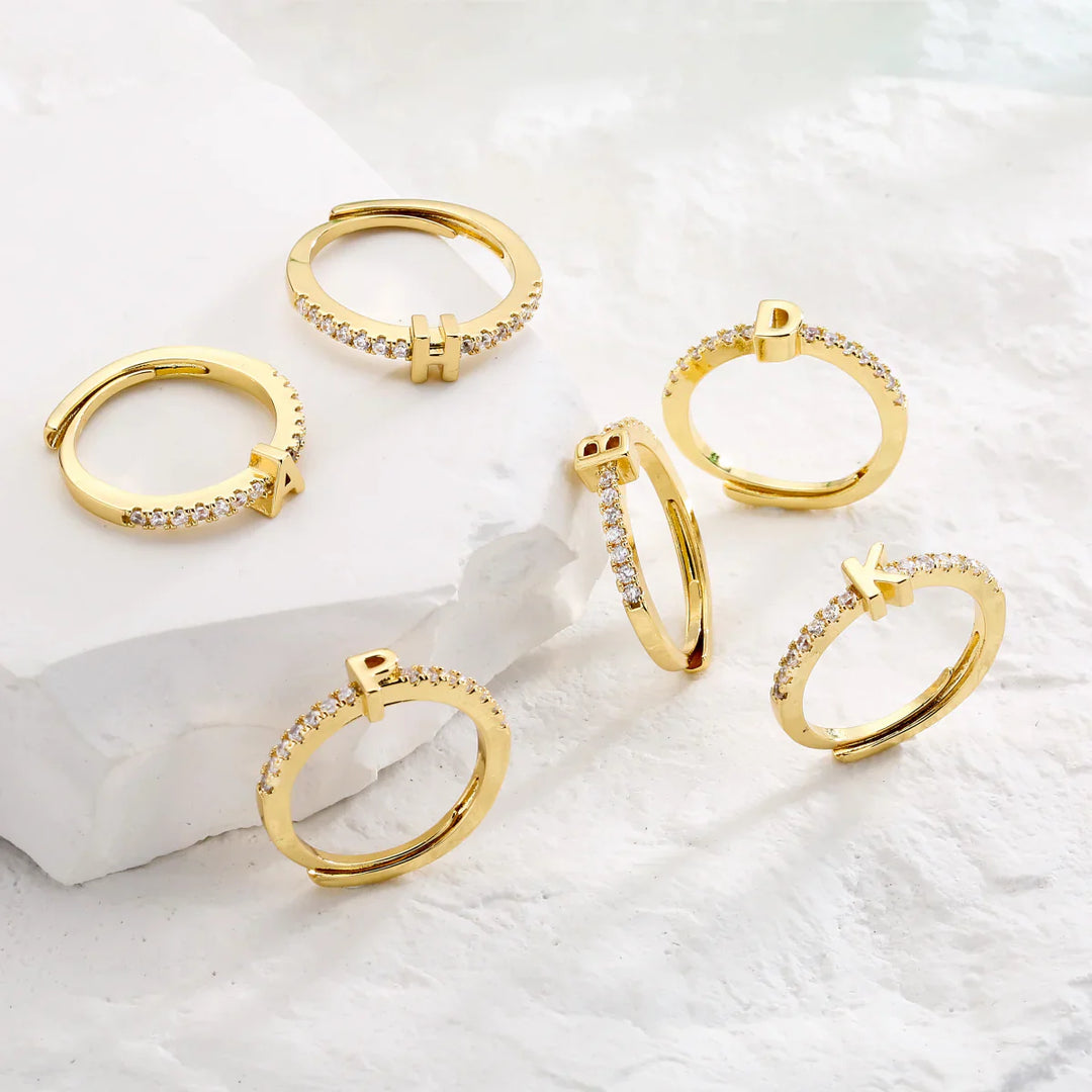 Kalsten | Radiant Adjustable Letter Initial Rings