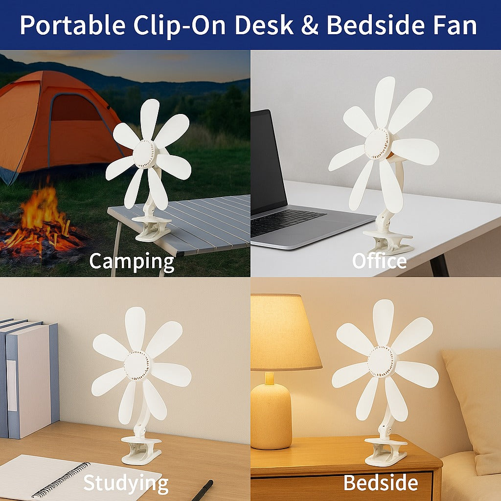 Portable Clip-On Desk & Bedside Fan | Kalsten