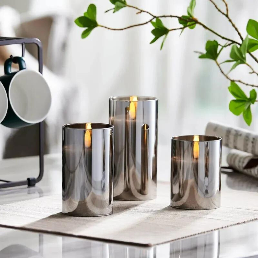 Glass Candle Table Lamp Set Kalsten