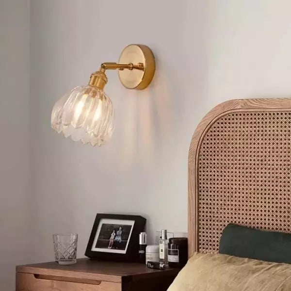 Vintage Brass Glass Wall Sconce Kalsten