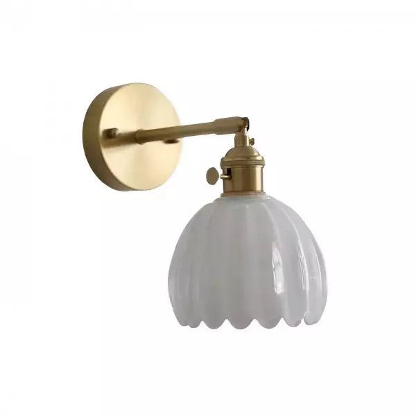 Vintage Brass Glass Wall Sconce Kalsten