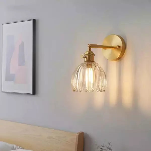 Vintage Brass Glass Wall Sconce Kalsten