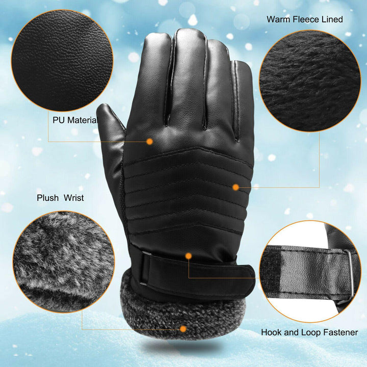 Waterproof Touchscreen Leather Ski Gloves – -30°C