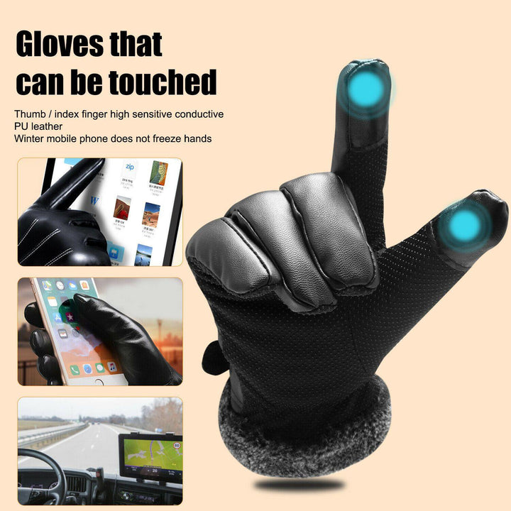 Waterproof Touchscreen Leather Ski Gloves – -30°C