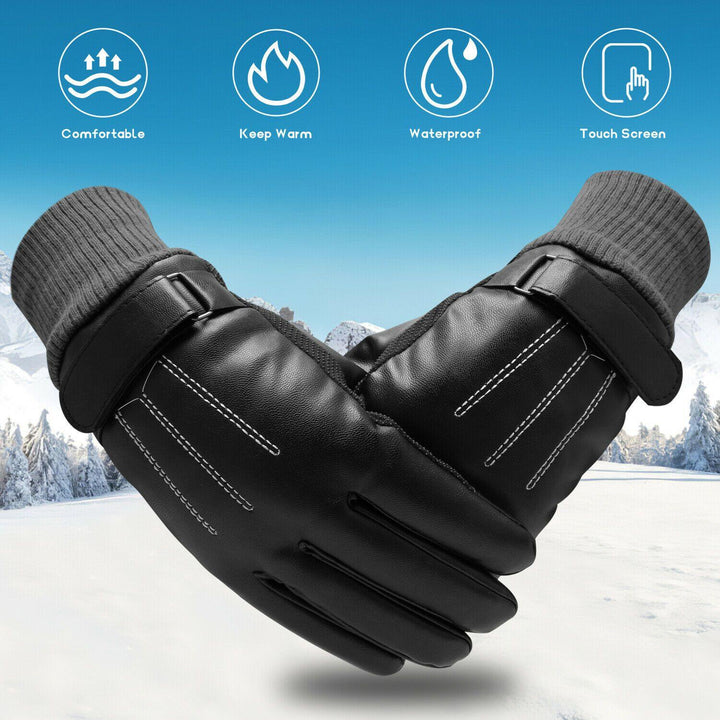 Waterproof Touchscreen Leather Ski Gloves – -30°C