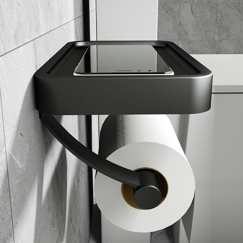 RVSPlank | Drill-Free Toilet Paper Holder with Storage Shelf Made of Stainless Steel | Kalsten