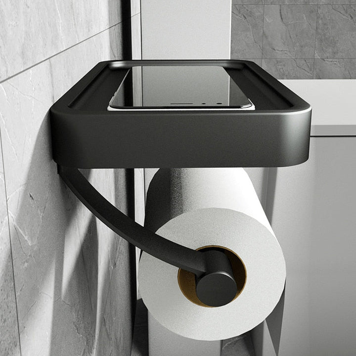 RVSPlank | Drill-Free Toilet Paper Holder with Storage Shelf Made of Stainless Steel | Kalsten