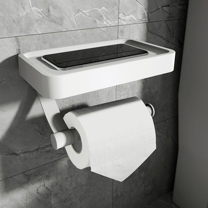 RVSPlank | Drill-Free Toilet Paper Holder with Storage Shelf Made of Stainless Steel | Kalsten