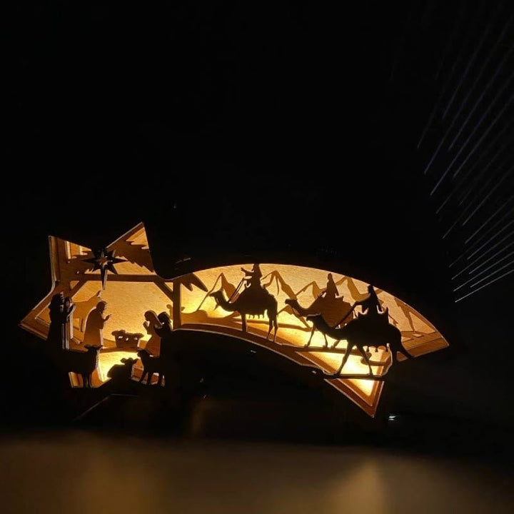 Wooden LED Christmas Star Table Lamp