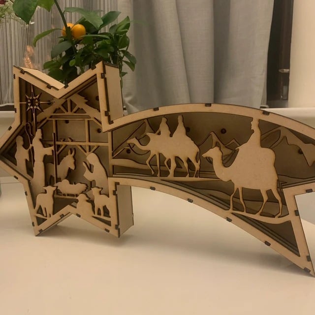 Wooden LED Christmas Star Table Lamp